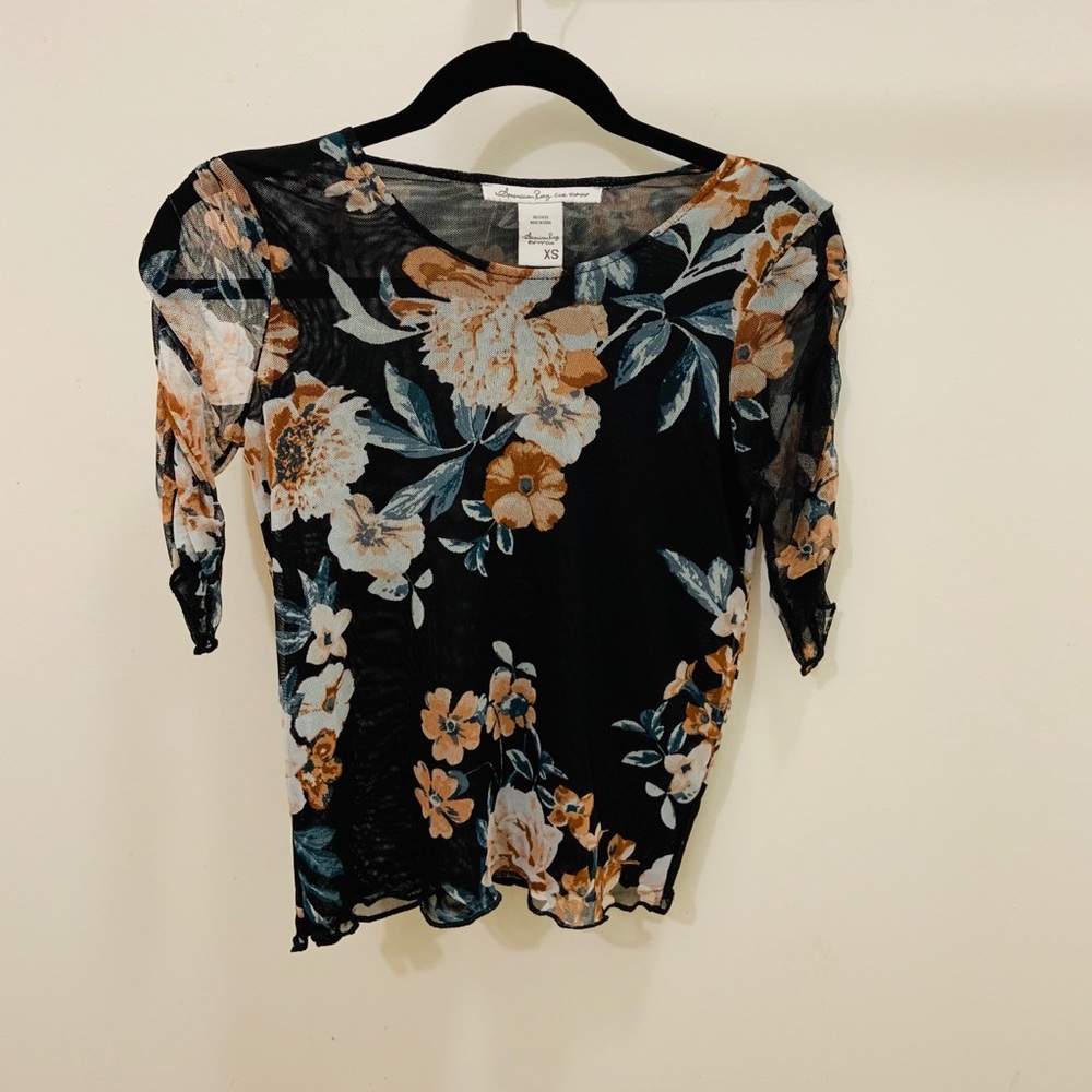 American Rag Ruched Mesh Top - Picture 4 of 7
